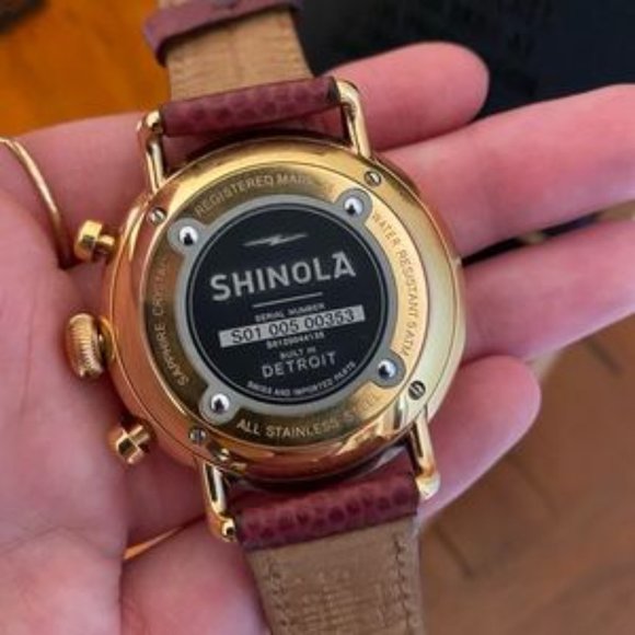 Shinola - Canfield Chrono 43MM Rose Gold Face with Burgundy Leather Band